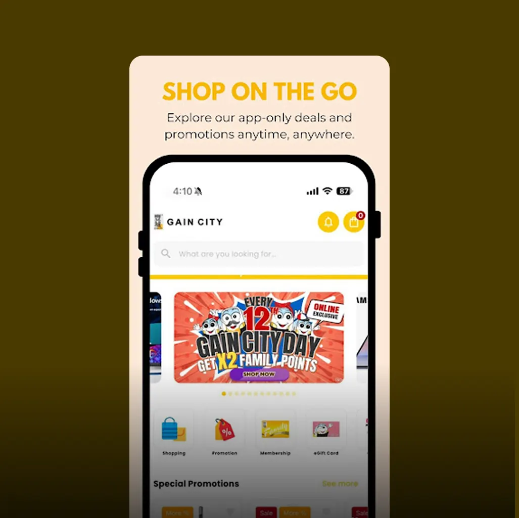 Gain City app screen 2