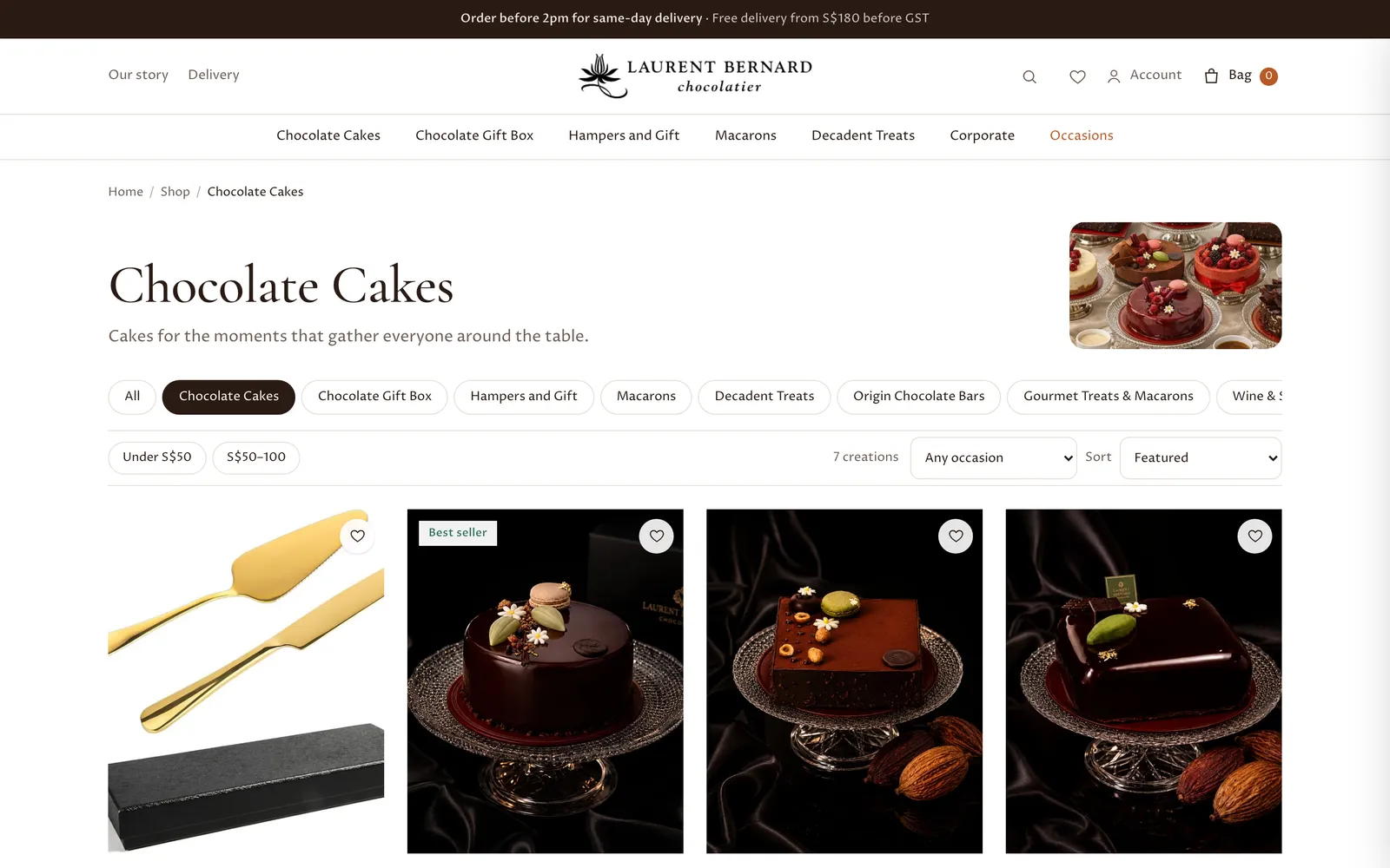 Collection page: chocolate birthday cakes